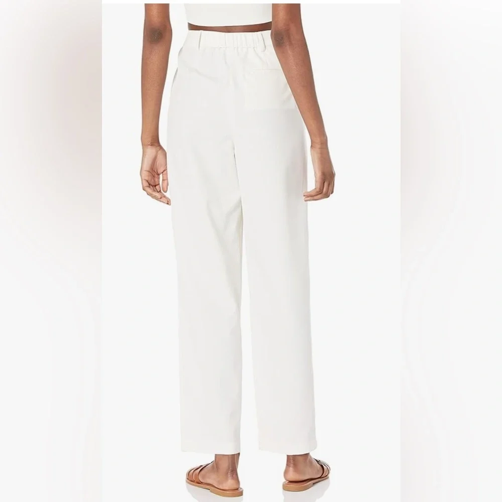 Ivory Pleated High Waist Straight Trousers - Picture 5 of 16